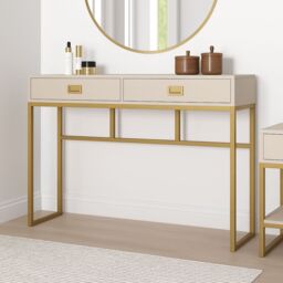 Melody Maison Two Drawer Console / Dressing Table - Elle Stone Range in Beige - thumbnail 2