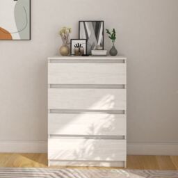 Berkfield Home Side Cabinet White 60x36x84 cm Solid Pinewood - Size: 60 x 36 x 84 cm - thumbnail 1