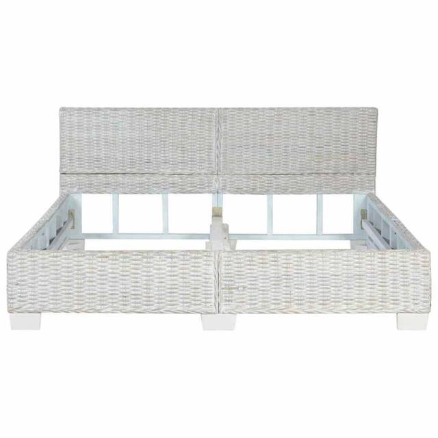 Berkfield Home Comfortable Bed Frame Grey Natural Rattan 160x200 cm - image 1