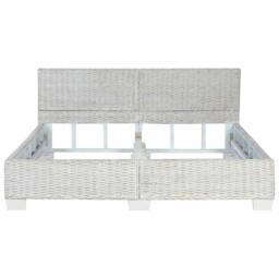 Berkfield Home Comfortable Bed Frame Grey Natural Rattan 160x200 cm - thumbnail 1