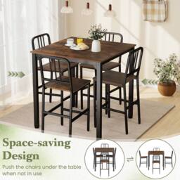 Costway Counter Height Dining Table Set 5PCS Kitchen Bar Table & Chairs Set in Brown - thumbnail 5
