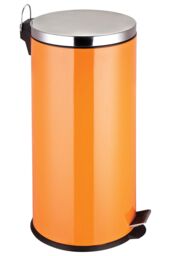 Orsina 30 Litre Matte Black Pedal Bin, Large Capacity Waste Bin With Soft Close Lid & Inner Bucket, Sleek Modern in Orange