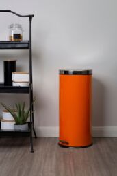 Orsina 30 Litre Matte Black Pedal Bin, Large Capacity Waste Bin With Soft Close Lid & Inner Bucket, Sleek Modern in Orange - thumbnail 3