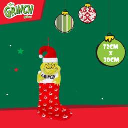VFM e-Store Grinch Christmas Stocking Festive Fireplace Gift in Red - thumbnail 2