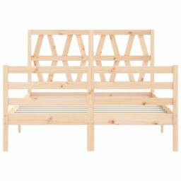 Berkfield Home Bed Frame with Headboard 140x190 cm Solid Wood in Natural - thumbnail 7