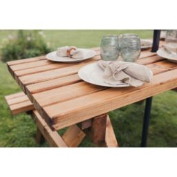 Churnet Valley Garden Furniture Ltd Valley Deluxe Picnic Table - L150 x W150 x H90cm - Partially Assembled in Brown - thumbnail 8