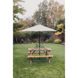 Churnet Valley Garden Furniture Ltd Valley Deluxe Picnic Table - L150 x W150 x H90cm - Partially Assembled in Brown - thumbnail 2