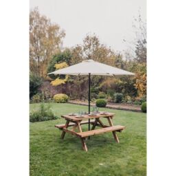 Churnet Valley Garden Furniture Ltd Valley Deluxe Picnic Table - L150 x W150 x H90cm - Partially Assembled in Brown - thumbnail 9