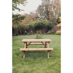 Churnet Valley Garden Furniture Ltd Valley Deluxe Picnic Table - L150 x W150 x H90cm - Partially Assembled in Brown - thumbnail 4