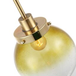 Happy Homewares Ombre Green & Clear Bubble Glass Pendant Lighting Shade with Gold Lamp Holder - thumbnail 4