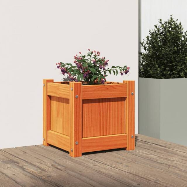 Berkfield Home Beautiful Garden Planter Wax Brown 31x31x31 cm Solid Wood Pine - Size: 31 x 31 x 31 cm - image 1