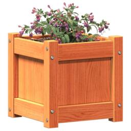 Berkfield Home Beautiful Garden Planter Wax Brown 31x31x31 cm Solid Wood Pine - Size: 31 x 31 x 31 cm - thumbnail 4
