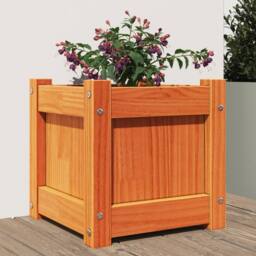 Berkfield Home Beautiful Garden Planter Wax Brown 31x31x31 cm Solid Wood Pine - Size: 31 x 31 x 31 cm - thumbnail 2