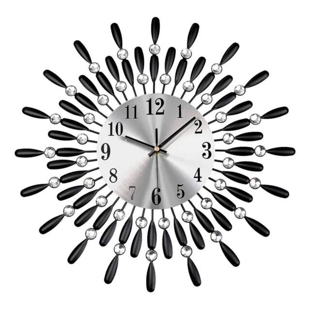 Kelvenix 38cm Diamante Beaded Crystals Quartz Jeweled Wall Clock in Silver - Size: 100 cm - image 1