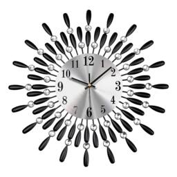 Kelvenix 38cm Diamante Beaded Crystals Quartz Jeweled Wall Clock in Silver - Size: 100 cm - thumbnail 1