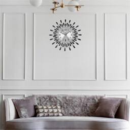 Kelvenix 38cm Diamante Beaded Crystals Quartz Jeweled Wall Clock in Silver - Size: 100 cm - thumbnail 4