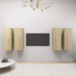 Berkfield Home TV Cabinets 4 pcs Sonoma Oak 30.5x30x90 cm Engineered Wood in Light Oak - thumbnail 2
