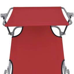 Berkfield Home Folding Sun Lounger with Canopy Steel & Fabric Red - thumbnail 4