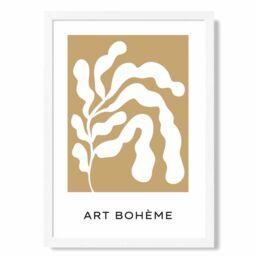 ARTZE Mustard Yellow & White Matisse Style Floral Cutout Framed Print SIZE: A3 with White Frame - Size: A4 - thumbnail 1