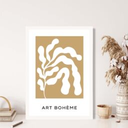 ARTZE Mustard Yellow & White Matisse Style Floral Cutout Framed Print SIZE: A3 with White Frame - Size: A4 - thumbnail 2