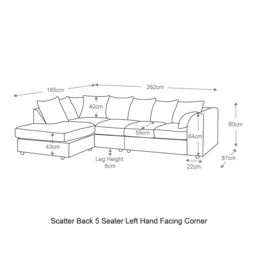 Furnishings For Less UK Crystal Crushed Velvet Large 5 Seater L Shaped Corner Sofa Left Hand Facing in Black - thumbnail 4