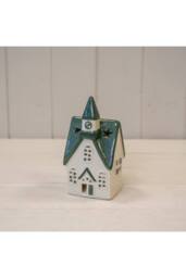 KDMD White/green Ceramic House Tealight - 5mm in Green - thumbnail 1
