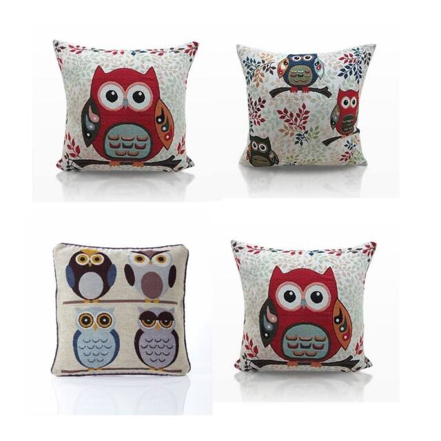 Luxury Living Whimsical Owl Tapestry Cushions (Set of 4 with Plump Pads) - Size: 45 cm x 45 cm - image 1