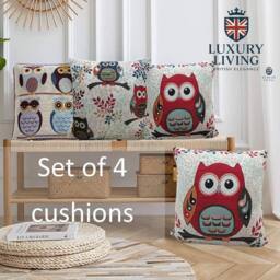 Luxury Living Whimsical Owl Tapestry Cushions (Set of 4 with Plump Pads) - Size: 45 cm x 45 cm - thumbnail 6