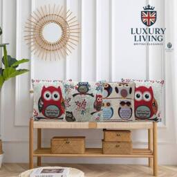 Luxury Living Whimsical Owl Tapestry Cushions (Set of 4 with Plump Pads) - Size: 45 cm x 45 cm - thumbnail 4
