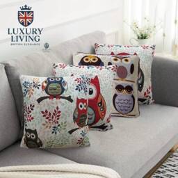 Luxury Living Whimsical Owl Tapestry Cushions (Set of 4 with Plump Pads) - Size: 45 cm x 45 cm - thumbnail 5