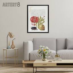 "Artery8 Turks Cap Lily Fig & Beetle Calligraphy Framed Canvas Wall Art Print in White - Size: W12"" x H16""" - thumbnail 3