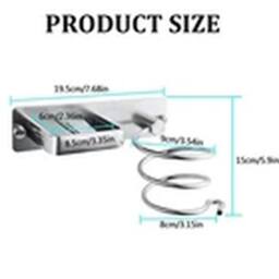 Havendro Spiral Hair Dryer Holder Wall Mounted Rack Storage Stand Kit in Silver - thumbnail 2