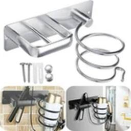 Havendro Spiral Hair Dryer Holder Wall Mounted Rack Storage Stand Kit in Silver - thumbnail 1
