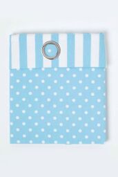Homescapes Polka Dots Blue Ready Made Eyelet Curtain Pair - Size: 117 cm width x 137 cm drop - thumbnail 2
