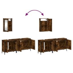 Berkfield Home Durable 3 Piece Bathroom Furniture Set Smoked Oak Engineered Wood in Brown - thumbnail 9