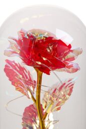 Living and Home Eternal Rose Flower in Glass Dome with Wooden Base & LED Lighting for Gift in Red - thumbnail 5