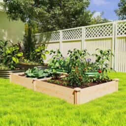 KORVIXA Wooden Raised Garden Bed in Brown - Size: 100g - thumbnail 4