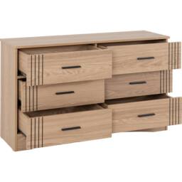 Seconique Tessa 6 Drawer Chest-Natural Oak Effect in Light Oak - thumbnail 3