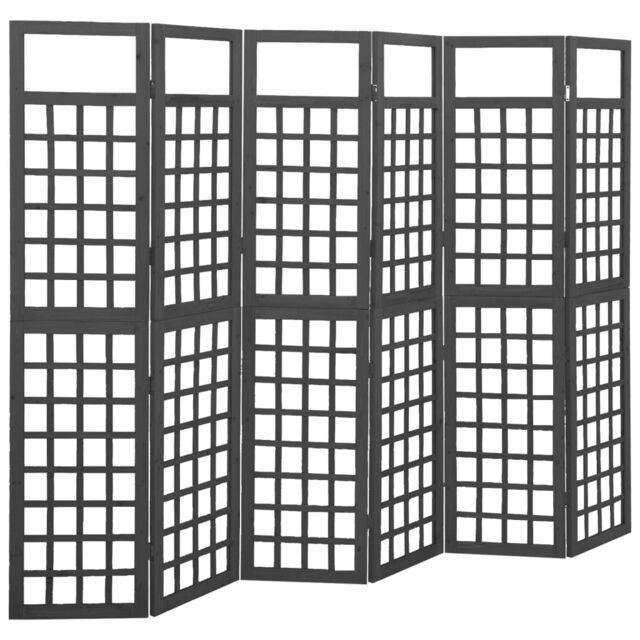 Berkfield Home 6-Panel Room Divider/Trellis Solid Fir Wood Black 242.5x180 cm - image 1