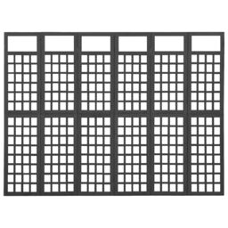 Berkfield Home 6-Panel Room Divider/Trellis Solid Fir Wood Black 242.5x180 cm - thumbnail 3
