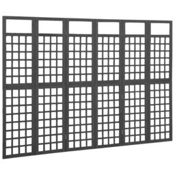 Berkfield Home 6-Panel Room Divider/Trellis Solid Fir Wood Black 242.5x180 cm - thumbnail 2