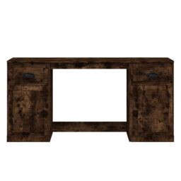 Berkfield Home Desk with Cabinet Smoked Oak Engineered Wood in Brown - thumbnail 6