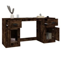 Berkfield Home Desk with Cabinet Smoked Oak Engineered Wood in Brown - thumbnail 5
