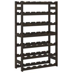 Berkfield Home Beautiful Wine Rack for 42 Bottles Black Solid Wood Pine in Dark Brown - thumbnail 5
