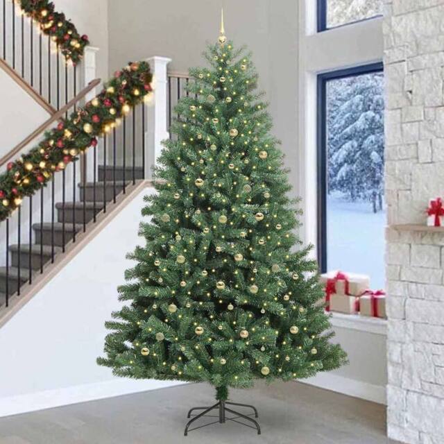 Berkfield Home Artificial Hinged Christmas Tree Green 300 cm PVC & Metal - image 1