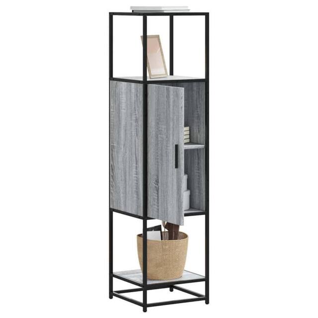 Berkfield Home Highboard Grey Sonoma 35.5x35x139 cm Engineered Wood & Metal - image 1
