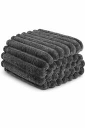 Dyzi Supersoft Ribbed Fleece Throw Blanket for Couch & Bed - Cozy Jacquard Home Blanket in Dark Grey - Size: 200 cm x 240 cm - thumbnail 4