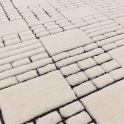 The Rug Shop UK Cream Handmade Wool Modern Geometric Cheque Easy To Clean Area Rug - Size: 200 cm x 290 cm - thumbnail 3
