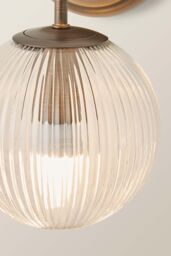 ValueLights Kempton Ribbed Glass Globe Shade Single Arm Wall Light in Bronze - thumbnail 4