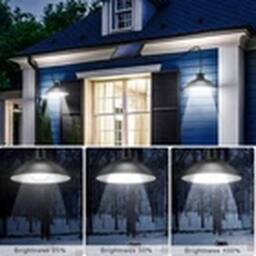 VOGREX Solar Garden Shed Lighting 2 Head Pendant Hanging LED Lamp Yard in Black - thumbnail 4